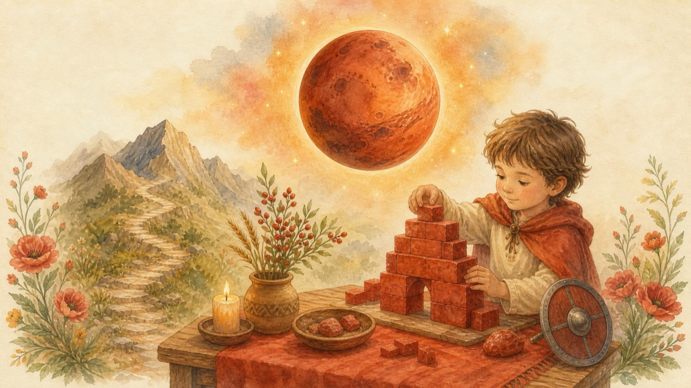 Watercolor Aim illustration for the Mars lesson