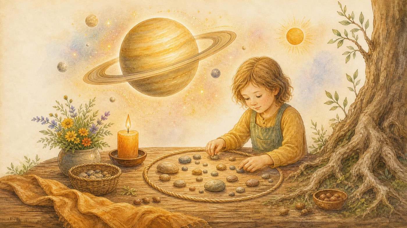 Watercolor Aim illustration for the Saturn lesson