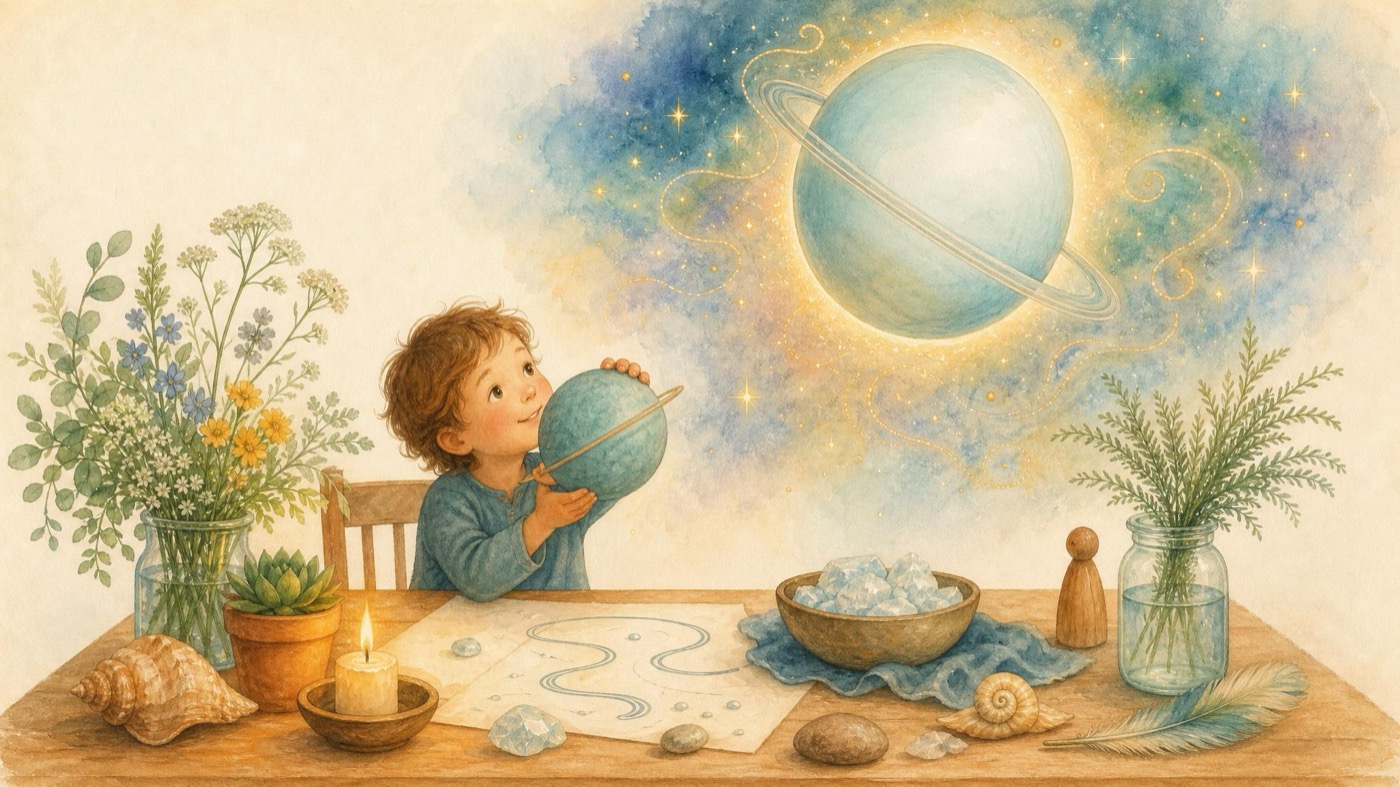 Watercolor Aim illustration for the Uranus lesson
