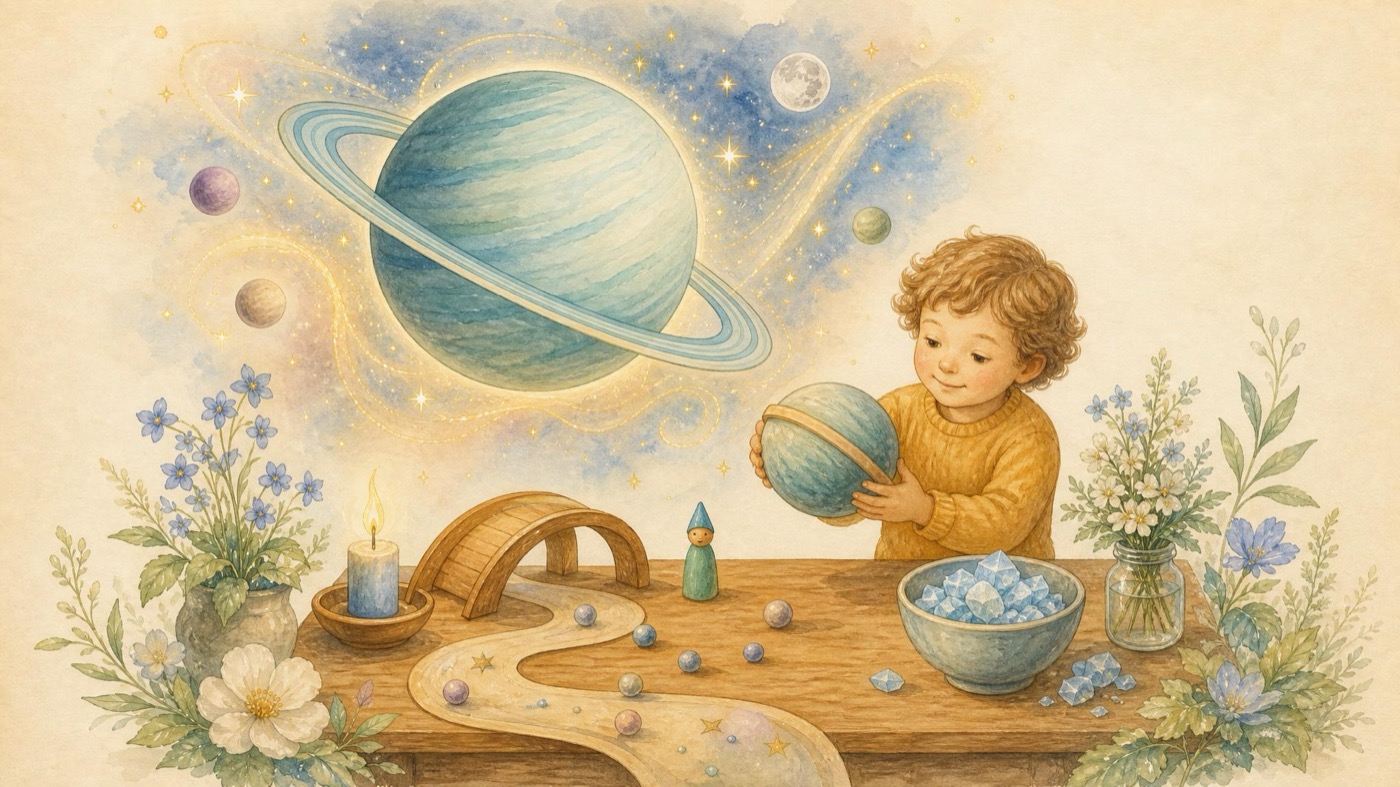 Watercolor Story Picture illustration for the Uranus lesson