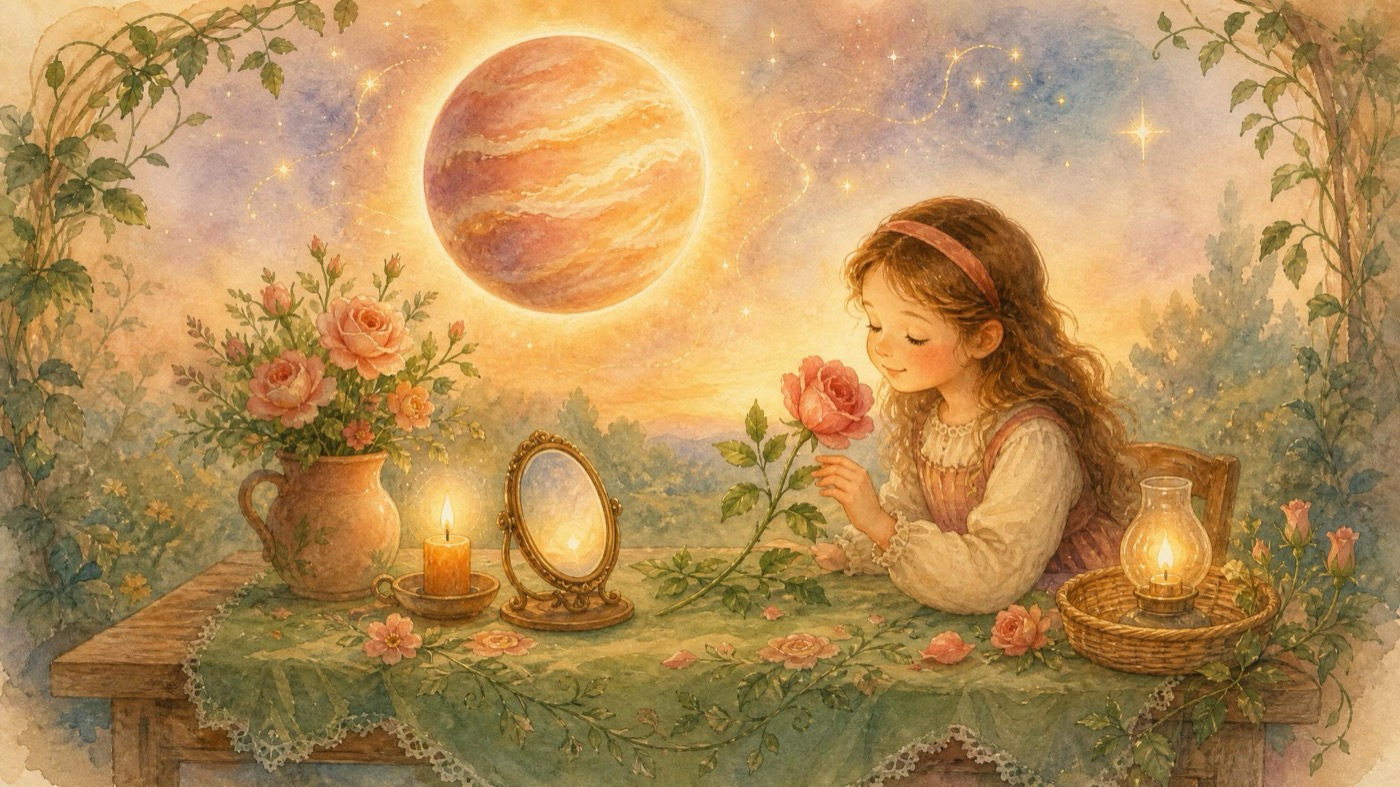 Watercolor Story Picture illustration for the Venus lesson